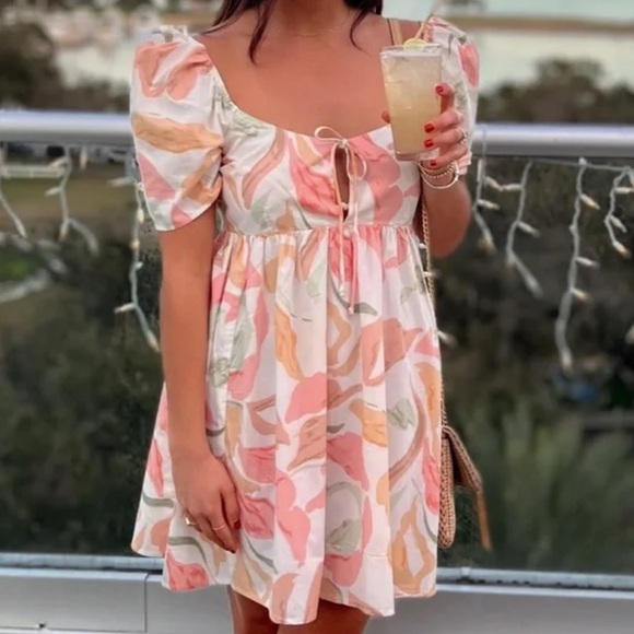 TALL Abercrombie & Fitch Keyhole Babydoll Floral Mini Dress Small T - Picture 1 of 5